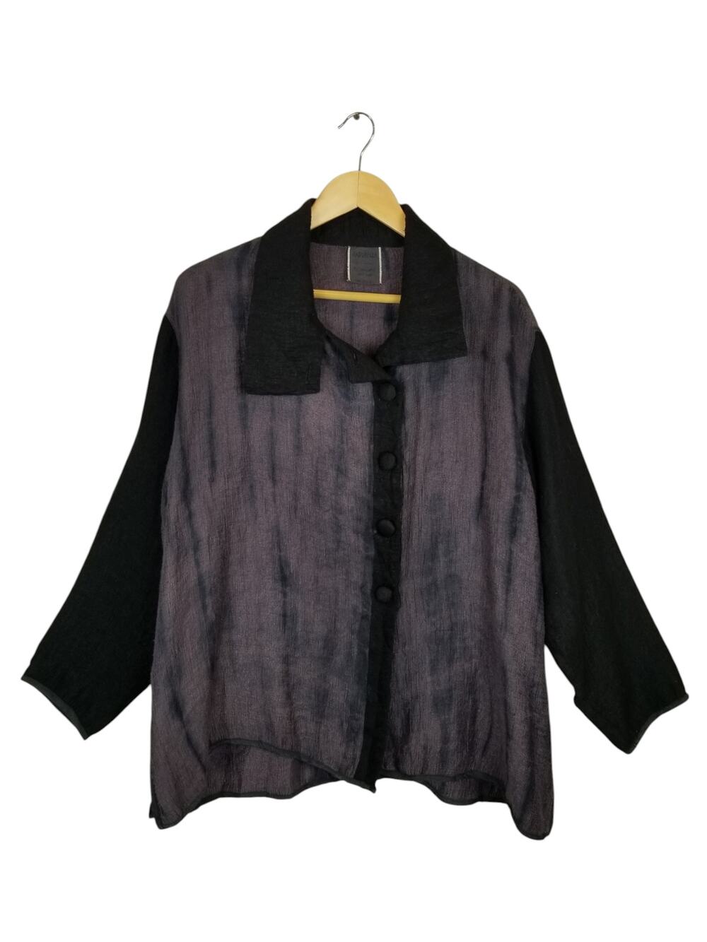 Harubella Women's Lagenlook Art To Wear Jacket Purple Black Size Large - Picture 1 of 10
